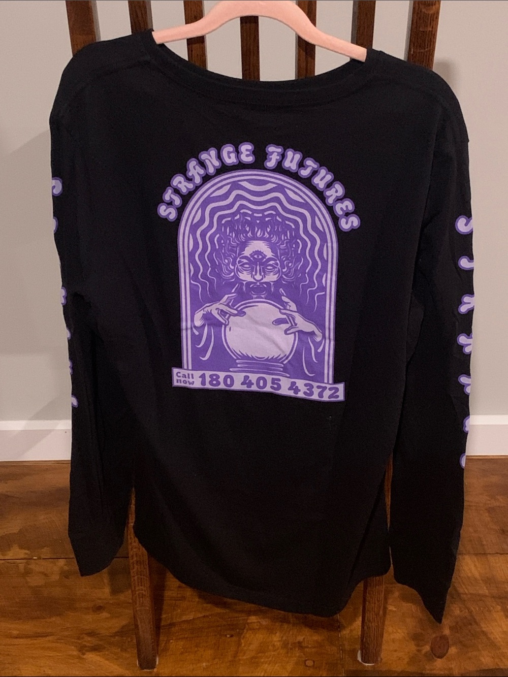 Long Sleeve Graphic Tee - Black with Purple Mystic Print